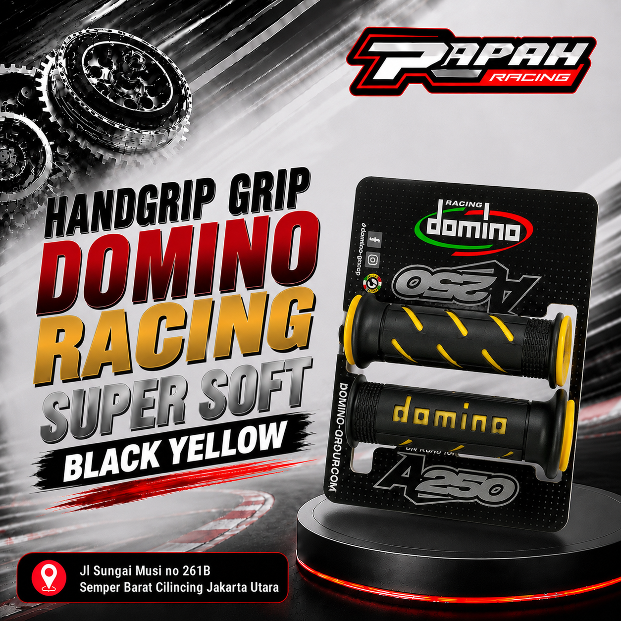 HANDGRIP GRIP DOMINO RACING SUPER SOFT BLACK YELLOW