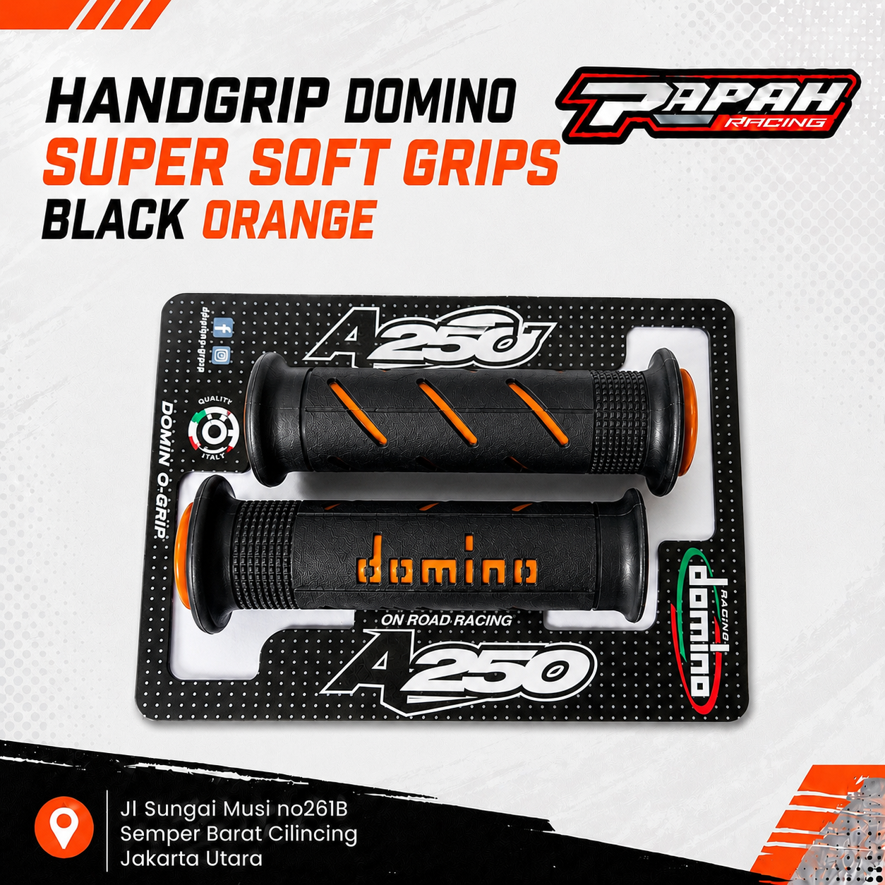 HANDGRIP DOMINO SUPER SOFT GRIPS BLACK ORANGE