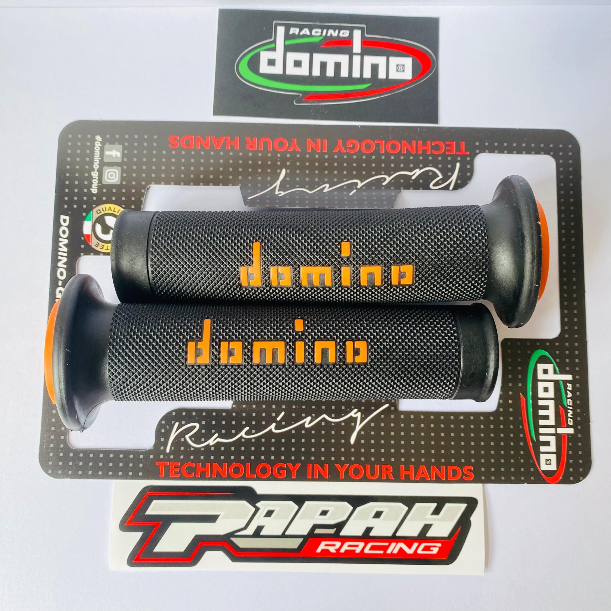 HANDGRIP GRIP DOMINO RACING BLACK ORANGE - Gambar 2