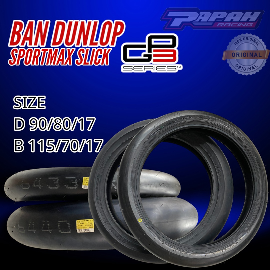 BAN DUNLOP SLICK MOTO3 SET DEPAN BELAKANG 70/80115/70-17