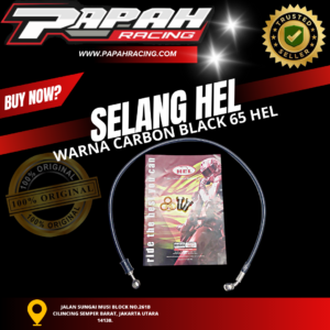 SELANG SLANG HEL WARNA CARBON HITAM BLACK 65MM HEL
