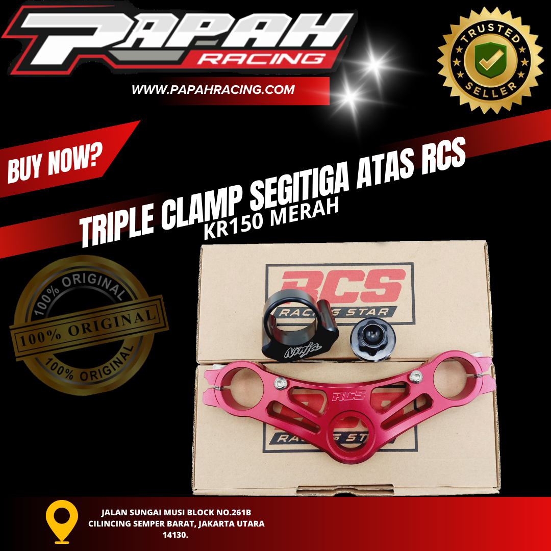 TRIPLE CLAMP SEGITIGA ATAS RCS KR150 MERAH