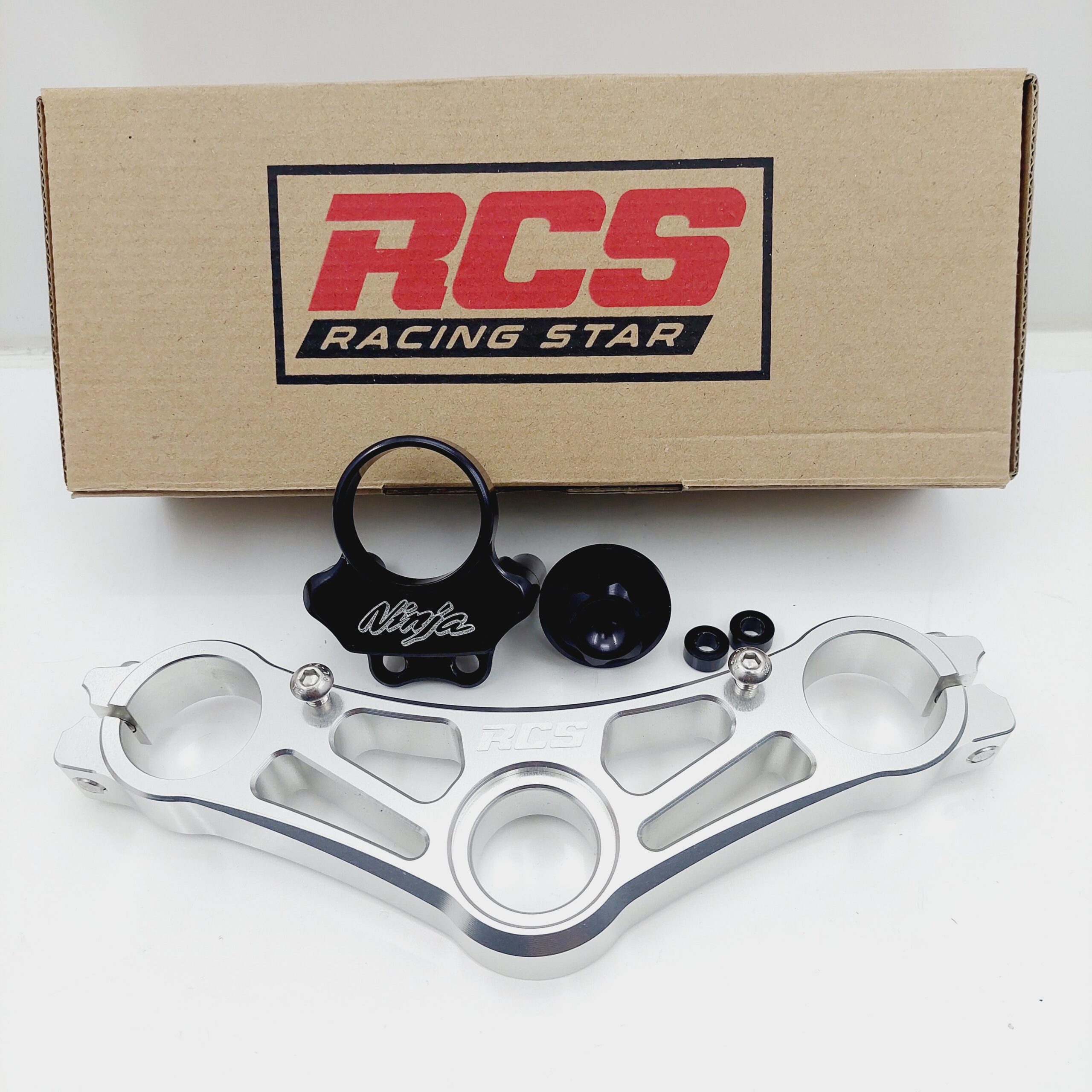TRIPLE CLAMP SEGITIGA ATAS NINJA RR/ZX RCS SILVER - Gambar 2