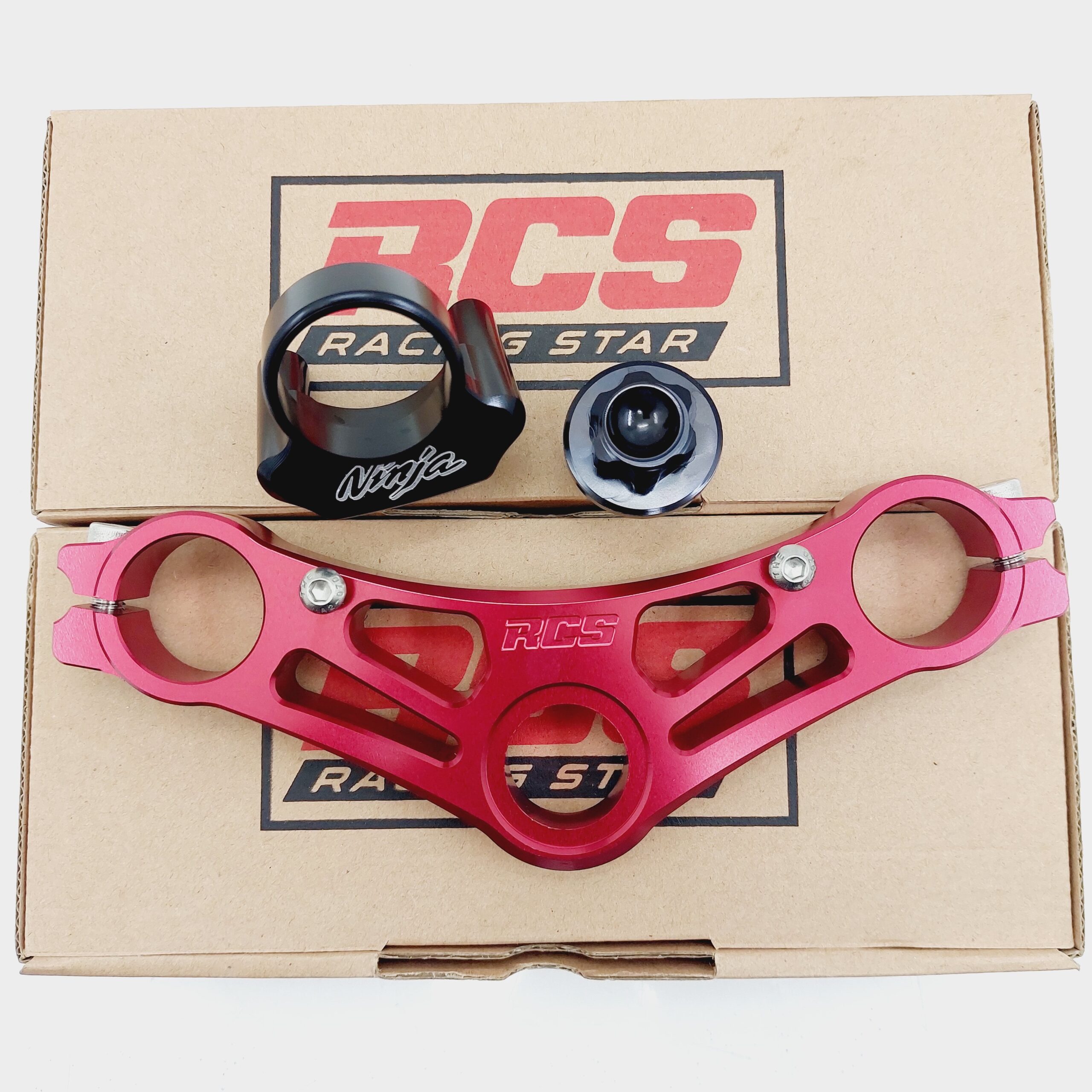 TRIPLE CLAMP SEGITIGA ATAS RCS KR150 MERAH - Gambar 2