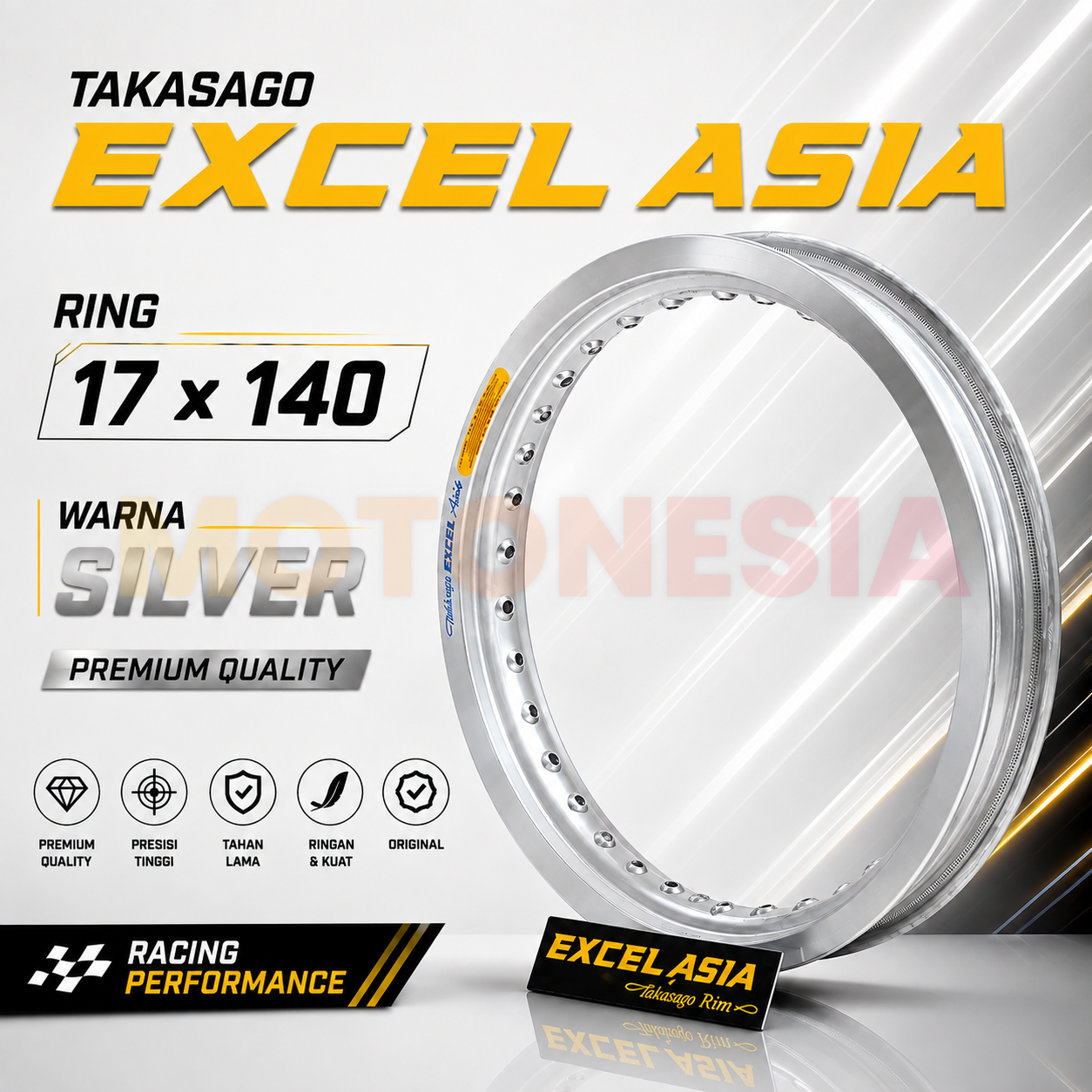 VELG EXCEL TAKASAGO SILVER 17x140 ORIGINAL – VELG MOTOR RACING RING 17