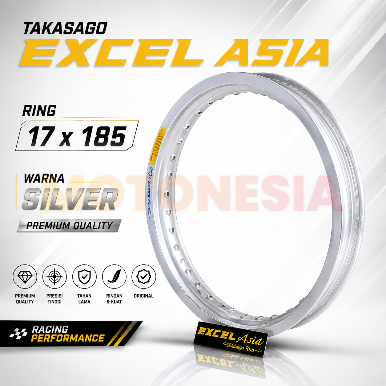 VELG EXCEL TAKASAGO SILVER 17x185 ORIGINAL – VELG MOTOR RACING RING 17