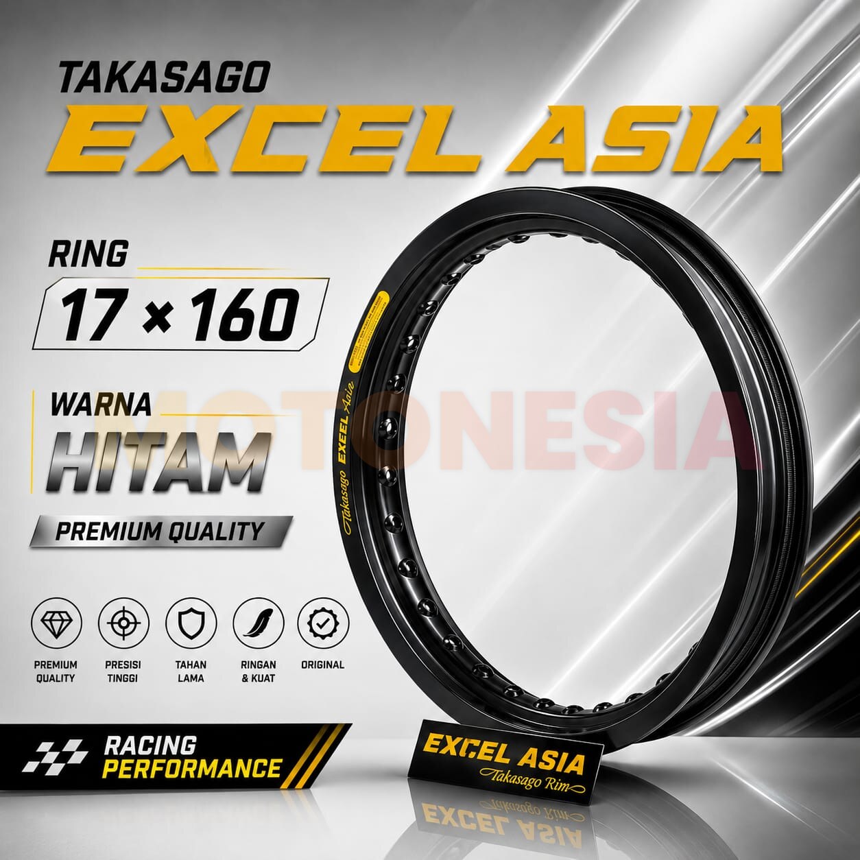 VELG EXCEL TAKASAGO HITAM 17x160 ORIGINAL - VEL MOTOR RACING RING 17