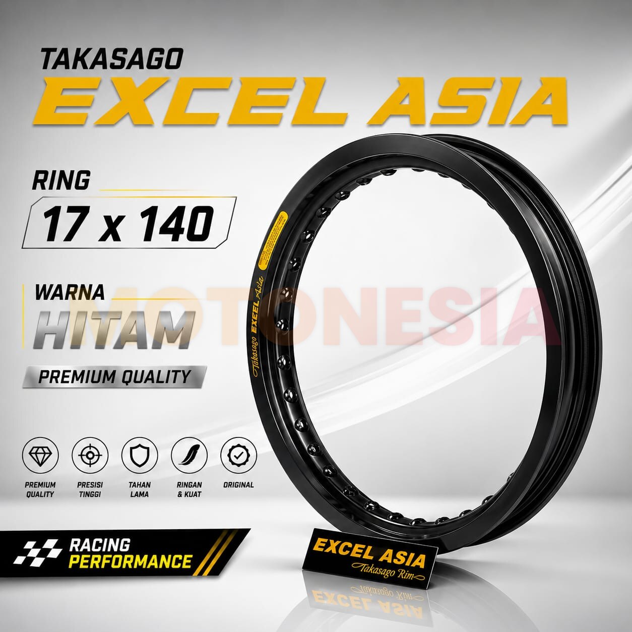 VELG EXCEL TAKASAGO HITAM 17X140 ORIGINAL - VELG MOTOR RACING RING 17