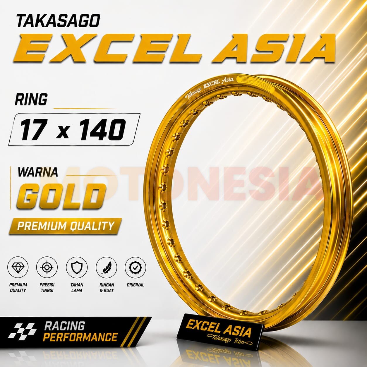 VELG EXCEL TAKASAGO GOLD 17x140 ORIGINAL – VELG MOTOR RACING RING 17