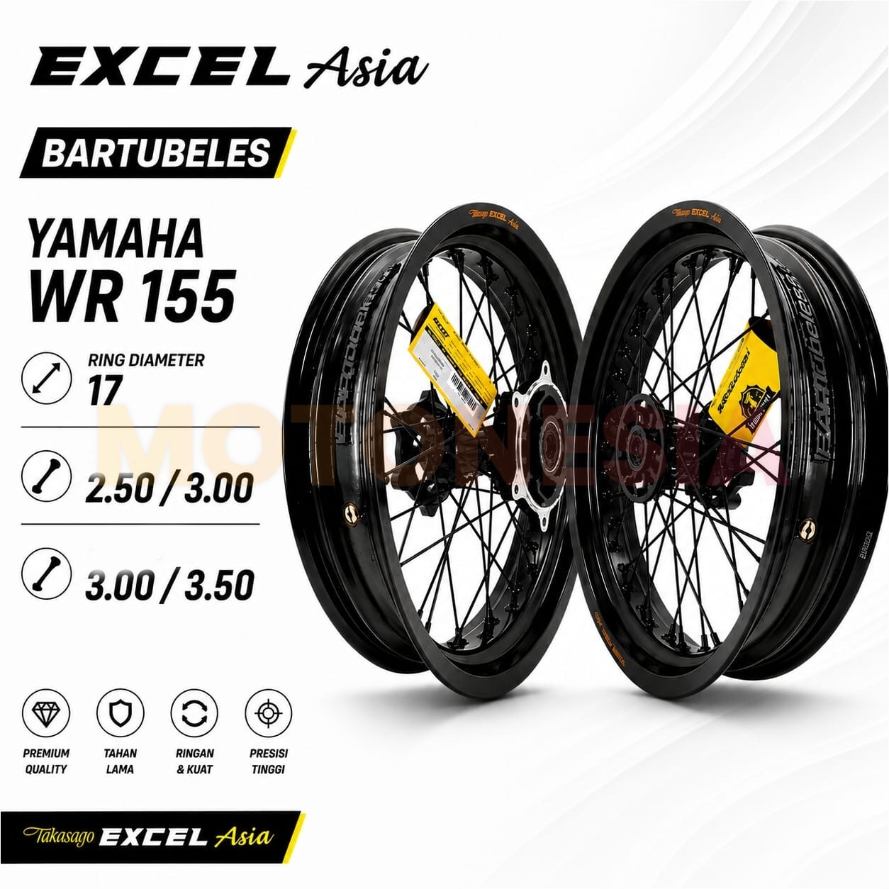 VELG EXCEL TAKASAGO ASIA BARTUBELES RING 17 YAMAHA WR155