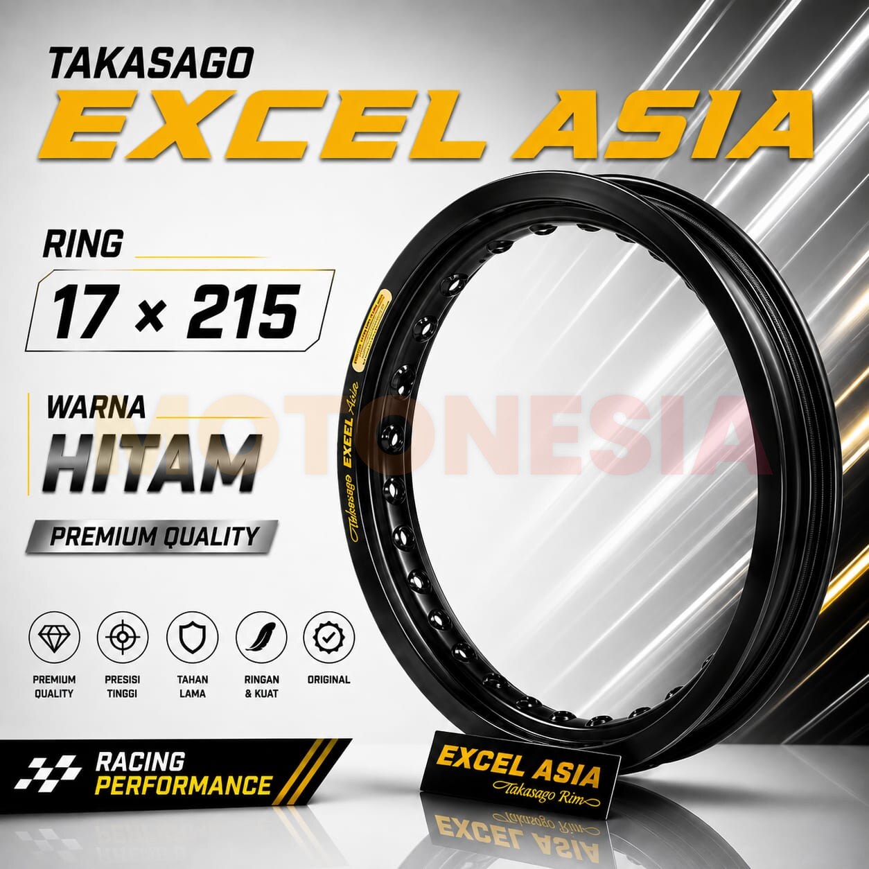 VELG EXCEL TAKASAGO HITAM 17x215 ORIGINAL – VELG MOTOR RACING RING 17