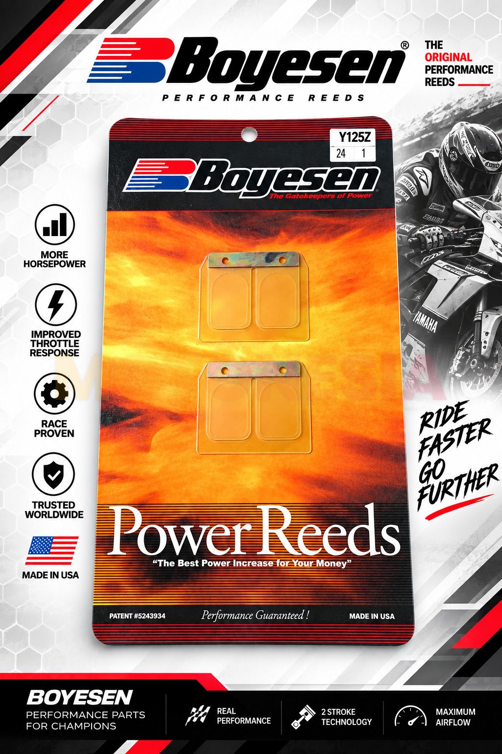 DAUN MEMBRAN BOYESEN POWER REEDS YAMAHA RXZ / YAMAHA 125Z ORIGINAL USA RACING 2 TAK - Gambar 3
