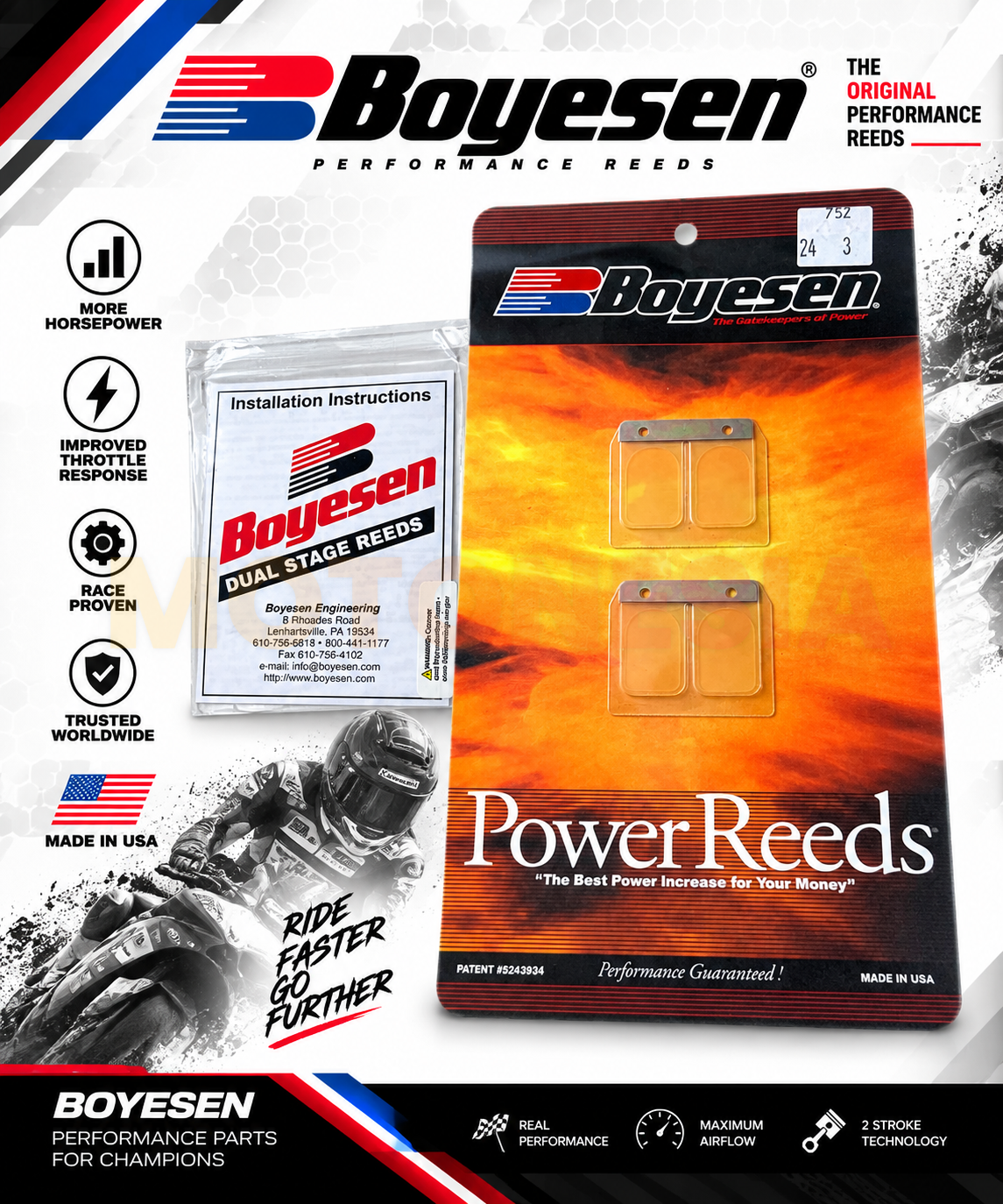 DAUN MEMBRAN BOYESEN POWER REEDS YAMAHA RXZ / YAMAHA 125Z ORIGINAL USA RACING 2 TAK